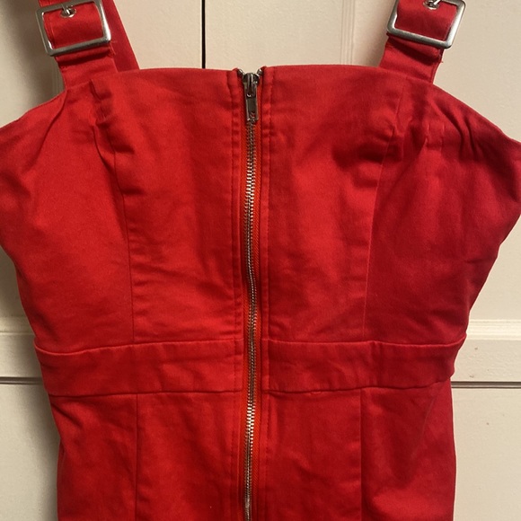Forever 21 Small Red Zip Up Over Shoulder Red Dress - Picture 6 of 9